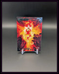 Trading Card mit Dark Phoenix Motiv, Superheldin mit Flammenhintergrund, Sammlerstück