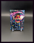 Trading Card mit Superheldin in Rüstung und Krone, detailreiche Illustrationen, Fleer Ultra