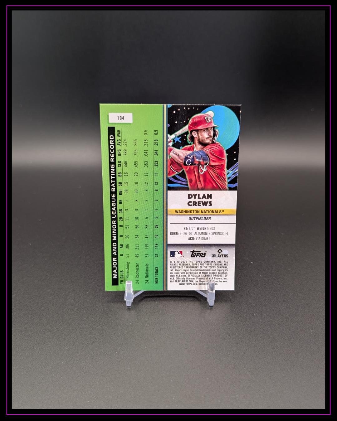 2025 Topps Chrome Cosmic #194 Dylan Crews RC