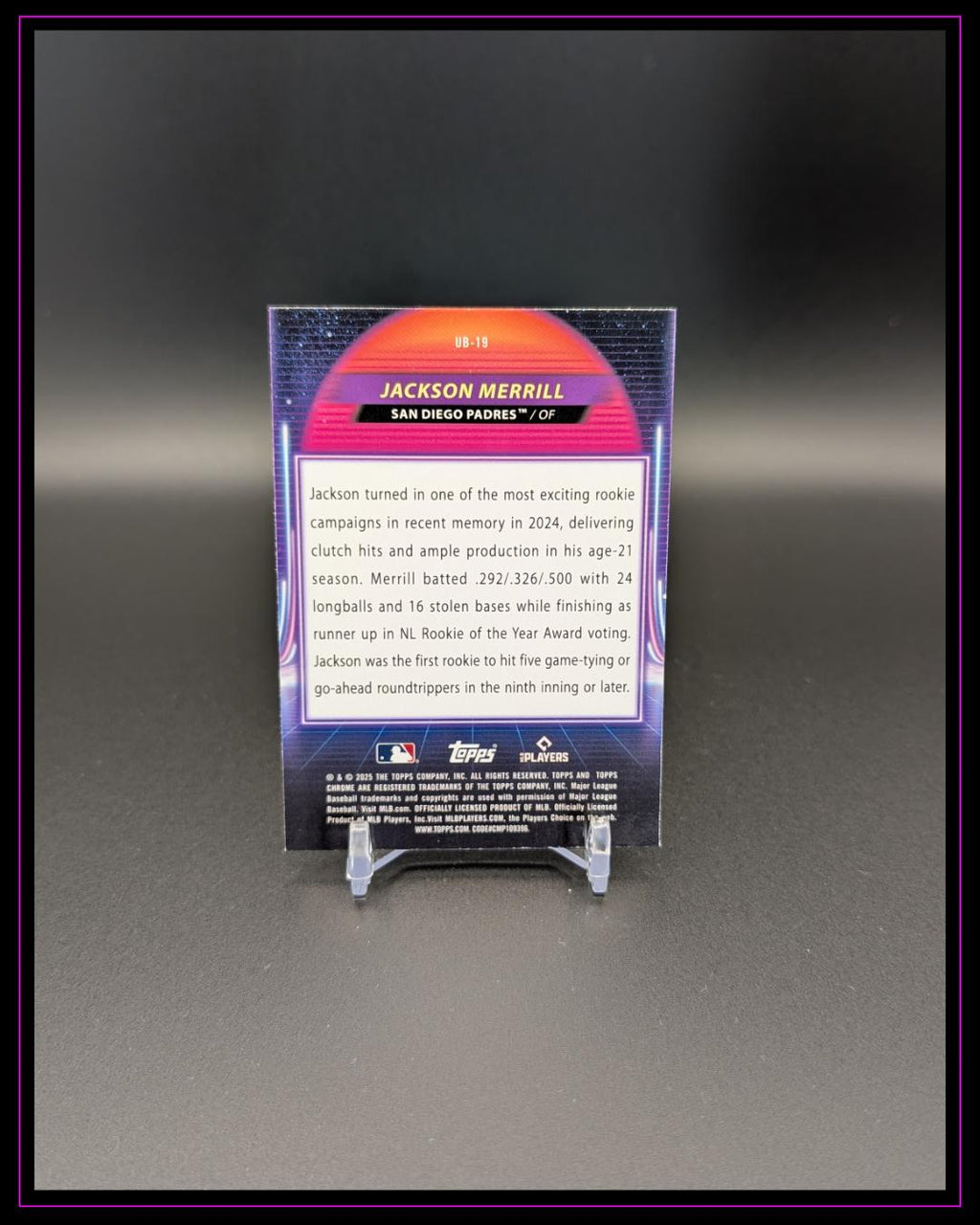 2025 Topps Chrome Cosmic #UB-19 Jackson Merrill Ultraviolet Beam