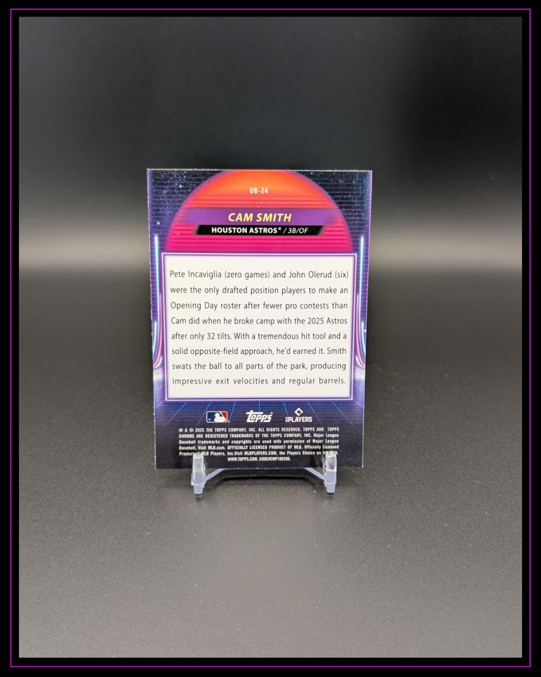 2025 Topps Chrome Cosmic #UB-24 Cam Smith RC Ultraviolet Beam