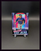 Baseball-Sammelkarte Ultraviolet Beam mit Spieler im Astros-Trikot und buntem Hintergrund