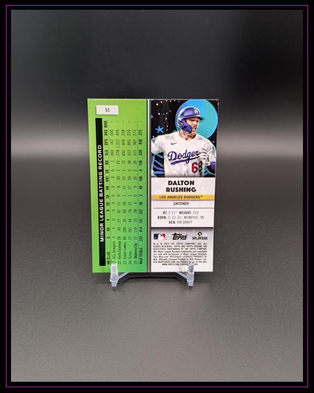 2025 Topps Chrome Cosmic #53 Dalton Rushing Purple Nebula Refractor #/150