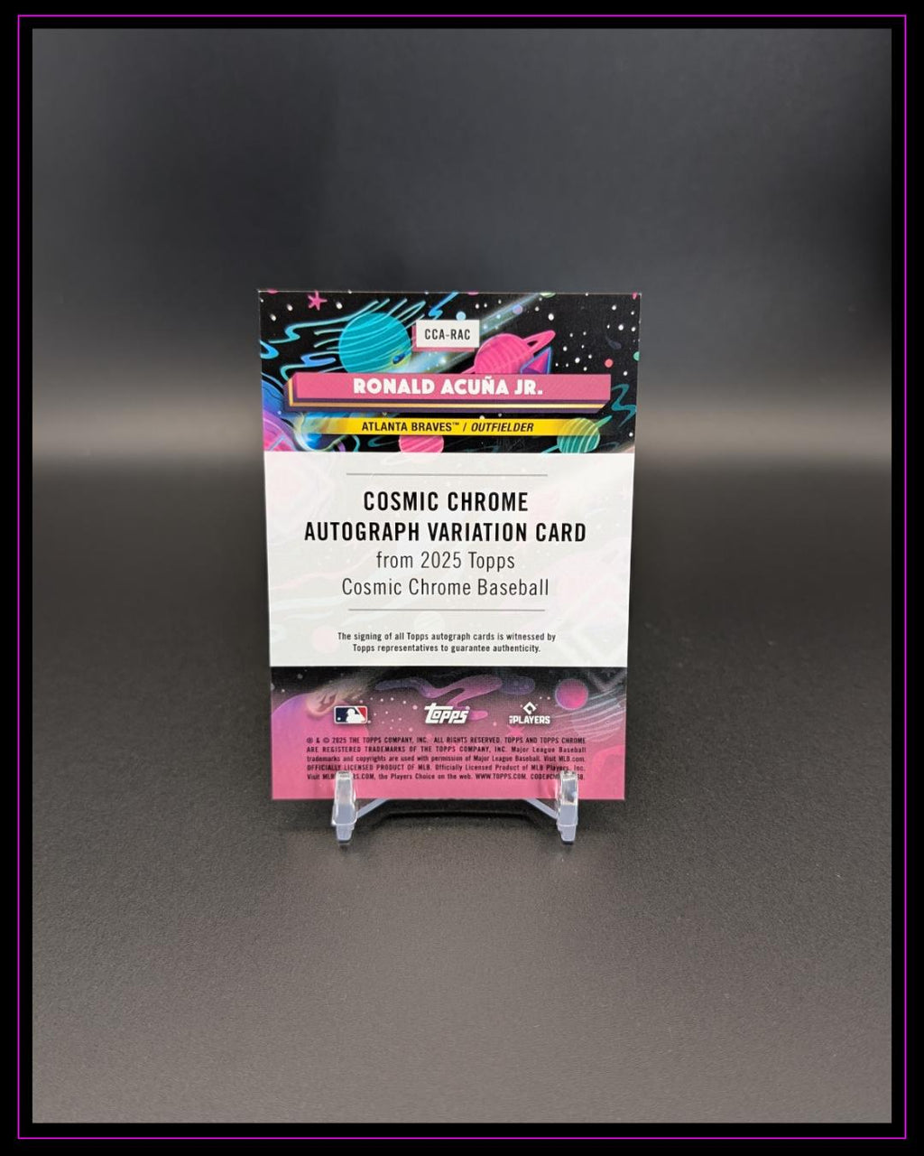 2025 Topps Chrome Cosmic #CCA-RAC Ronald Acuña Jr. Auto Orange /25