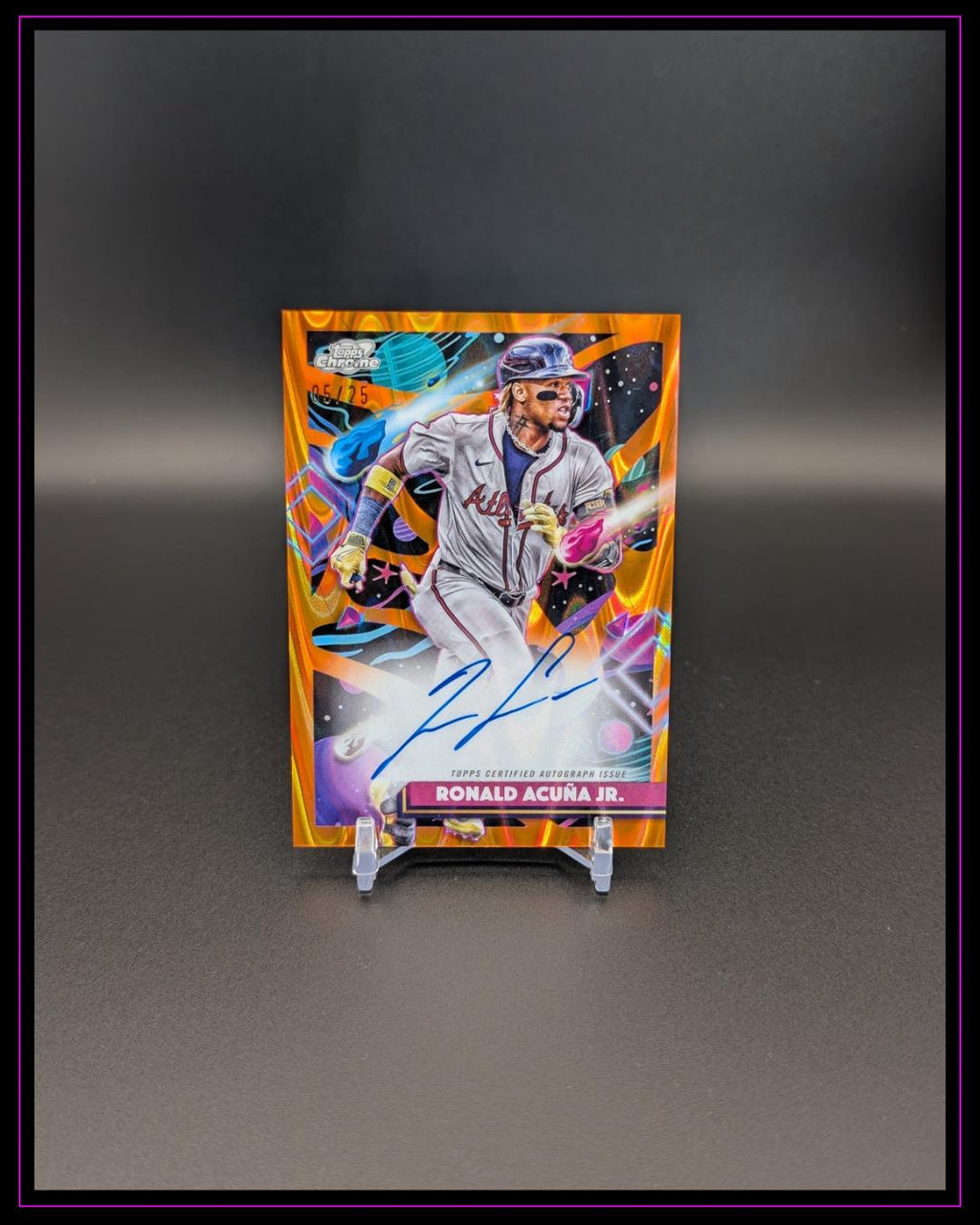 2025 Topps Chrome Cosmic #CCA-RAC Ronald Acuña Jr. Auto Orange /25