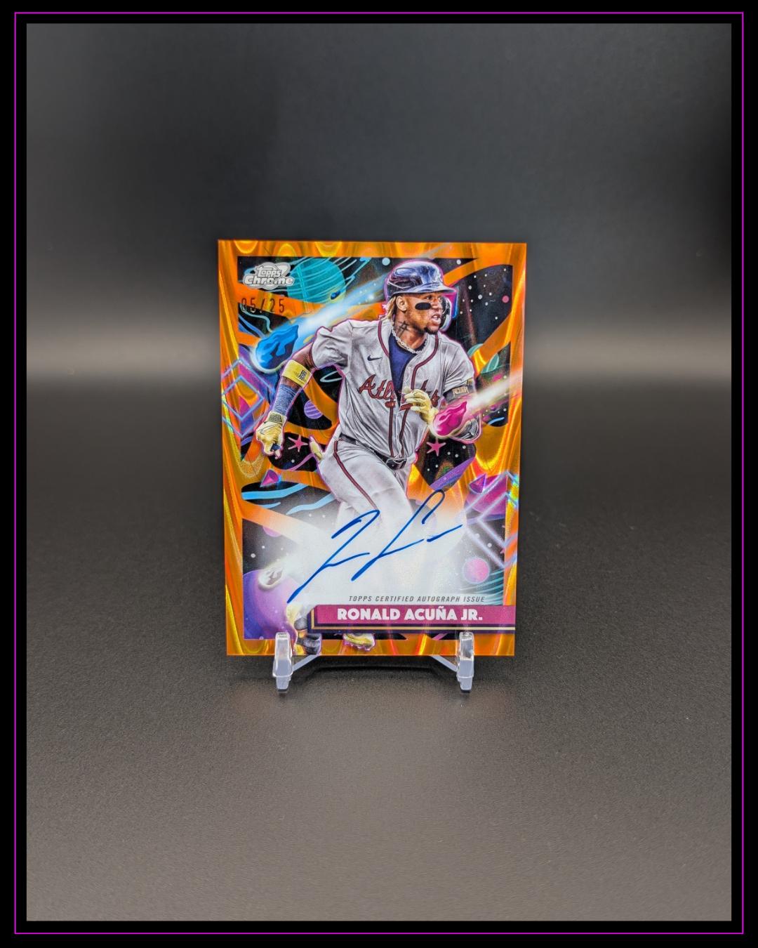 2025 Topps Chrome Cosmic #CCA-RAC Ronald Acuña Jr. Auto Orange /25