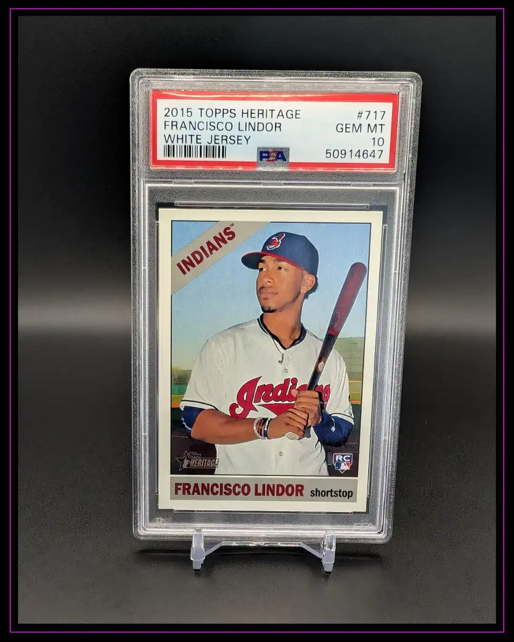 2015 Topps Heritage Trading Card Francisco Lindor PSA 10, Baseball Rookie-Karte im Case