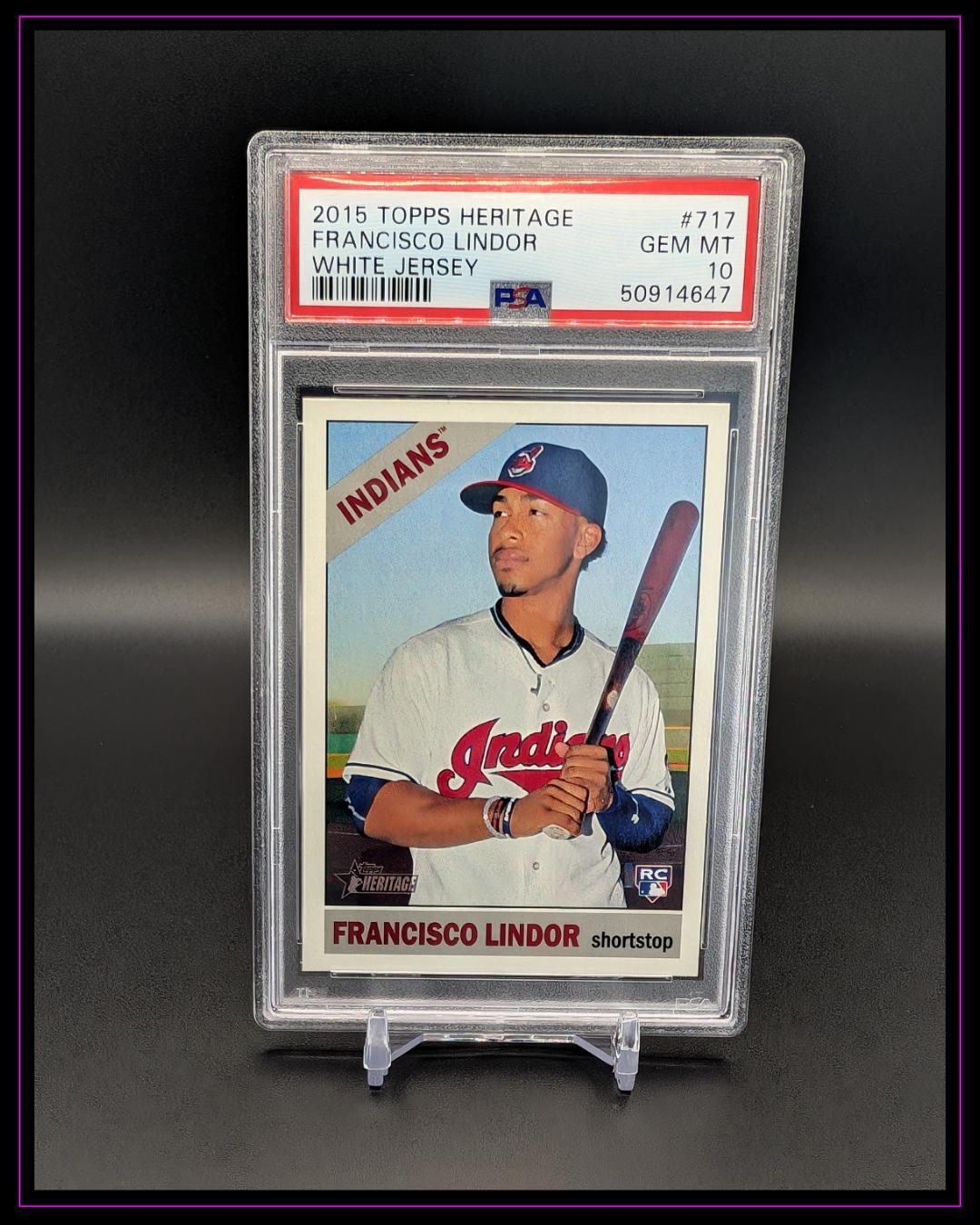 2015 Topps Heritage #717a Francisco Lindor White Jersey RC PSA 10