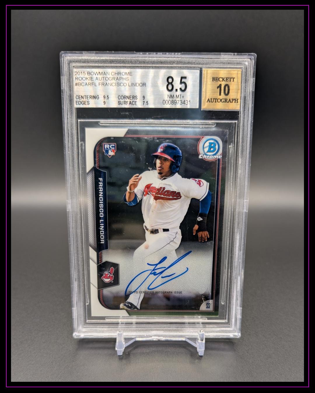 2015 Bowman Chrome #BCAR-FL Francisco Lindor Rookie Autographs BGS 8.5