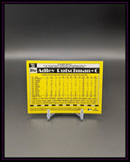 Rückseite einer Trading Card mit Baseball-Statistiken und gelbem Design, Adley Rutschman.