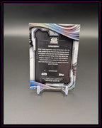Rückseite einer Star Wars Galaxy Trading Card mit Beschreibung zu Dagobah auf Kartenständer