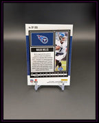 Rückseite einer NFL Trading Card von Malik Willis, Tennessee Titans, auf Kartenständer