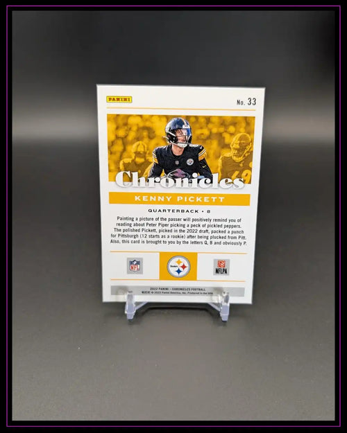 Rückseite einer Panini NFL Trading Card von Kenny Pickett, Footballkarten Sammlerstück