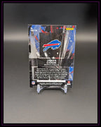 Rückseite einer James Cook Buffalo Bills NFL Trading Card mit Panini Logo auf schwarzem Hintergrund.