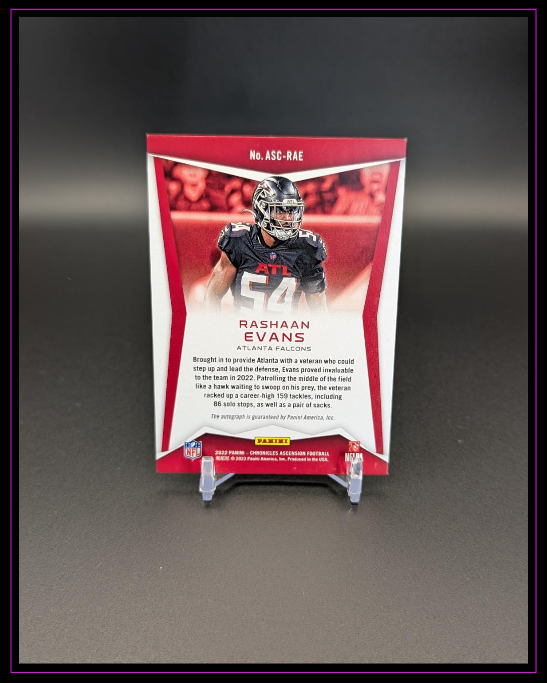 2022 Panini Chronicles #ASC-RAE Rashaan Evans Ascension Autographs Red #/100