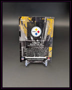 Calvin Austin III Pittsburgh Steelers Panini NFL Trading Card auf Ständer, Rückseite sichtbar.
