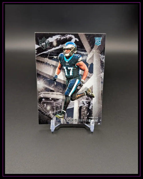 American Football Trading Card, Spieler mit schwarzem Trikot auf Sammelkarte, Rookie-Symbol