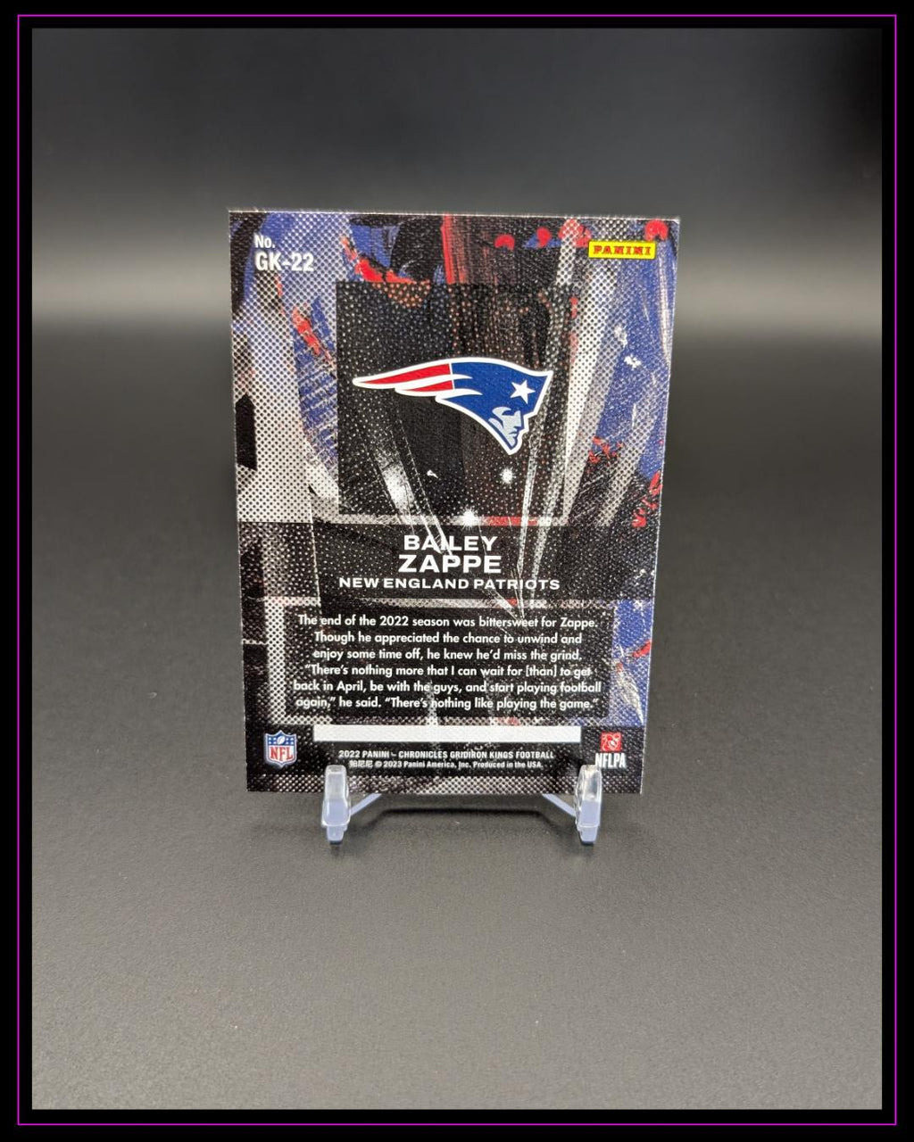 2022 Panini Chronicles #GK-22 Bailey Zappe Gridiron Kings