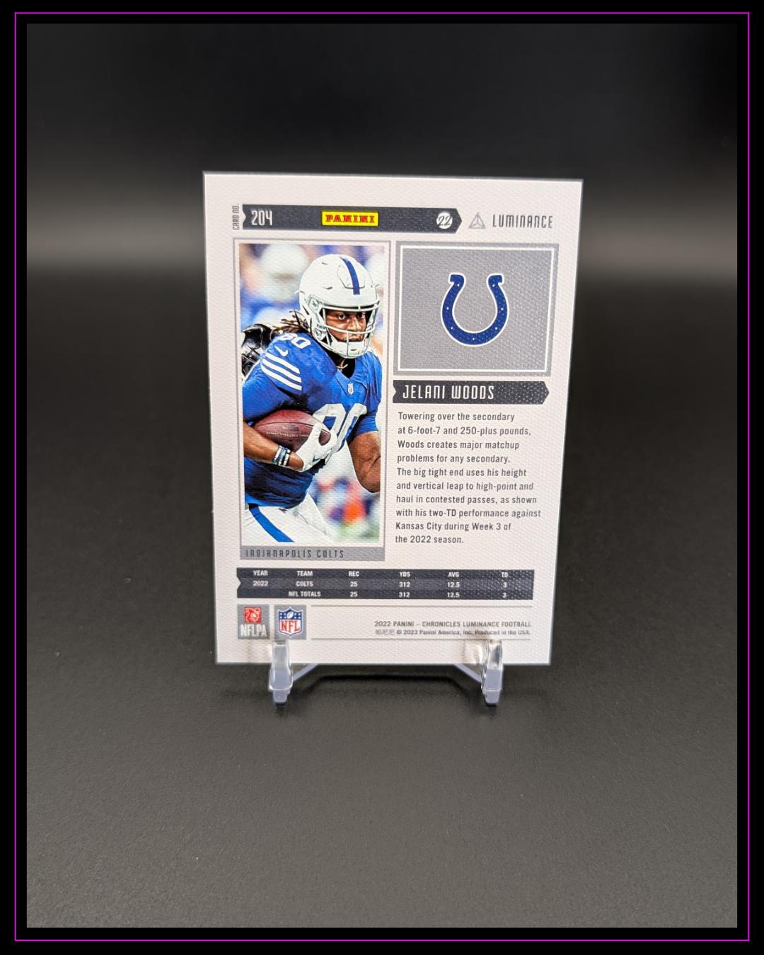 2022 Panini Chronicles #204 Jelani Woods Luminance Update Rookies