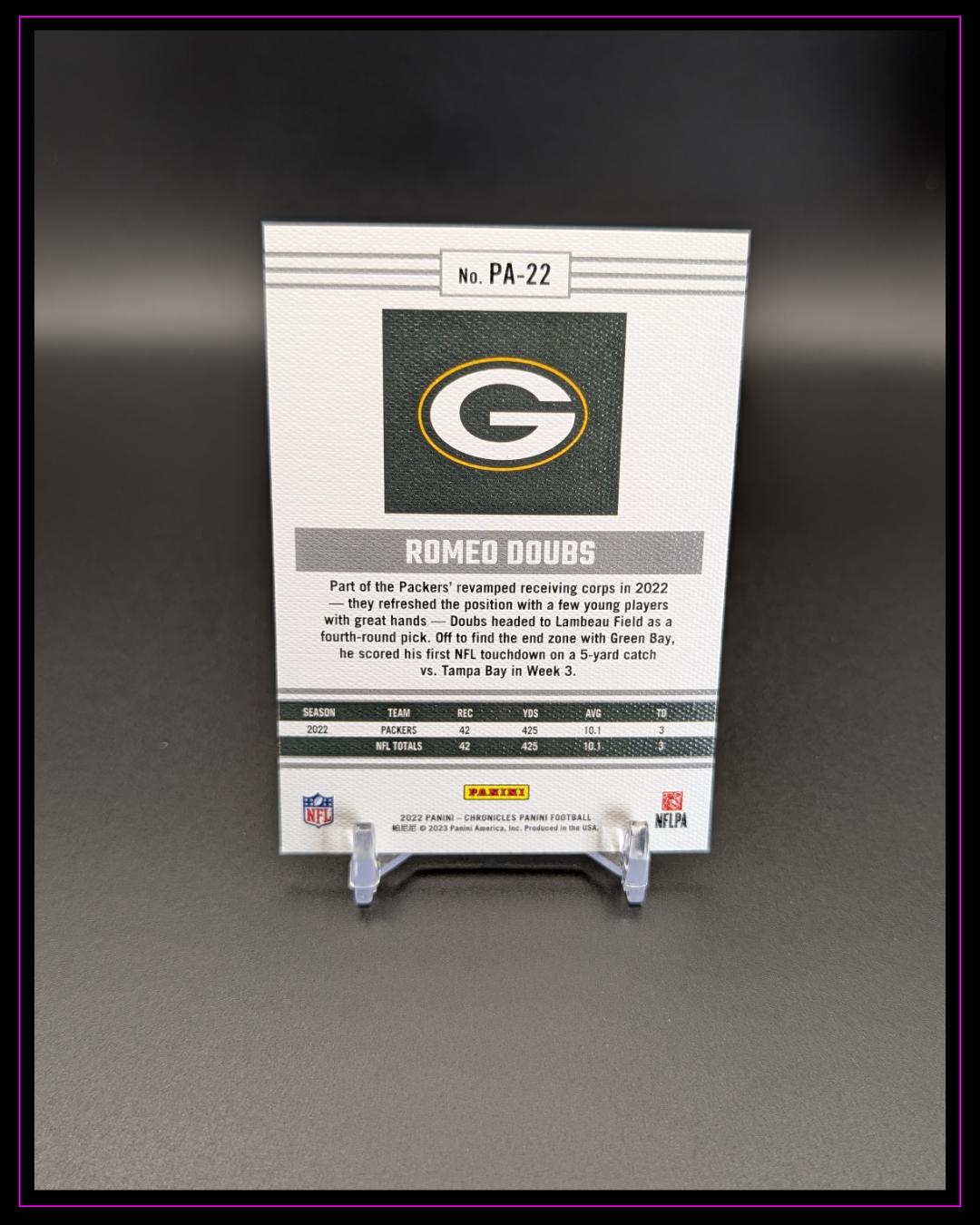 2022 Panini Chronicles #PA-22 Romeo Doubs Panini