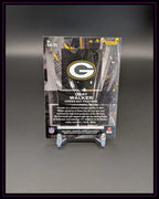 Rückseite einer Quay Walker Green Bay Packers NFL Trading Card auf Ständer, Panini 2022