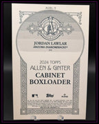 Rückseite einer 2024 Topps Allen & Ginter Cabinet Boxloader Jordan Lawlar Baseball-Sammelkarte