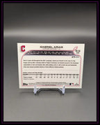 Rückseite einer Baseball Trading Card von Gabriel Arias, Statistik und Steckbrief sichtbar