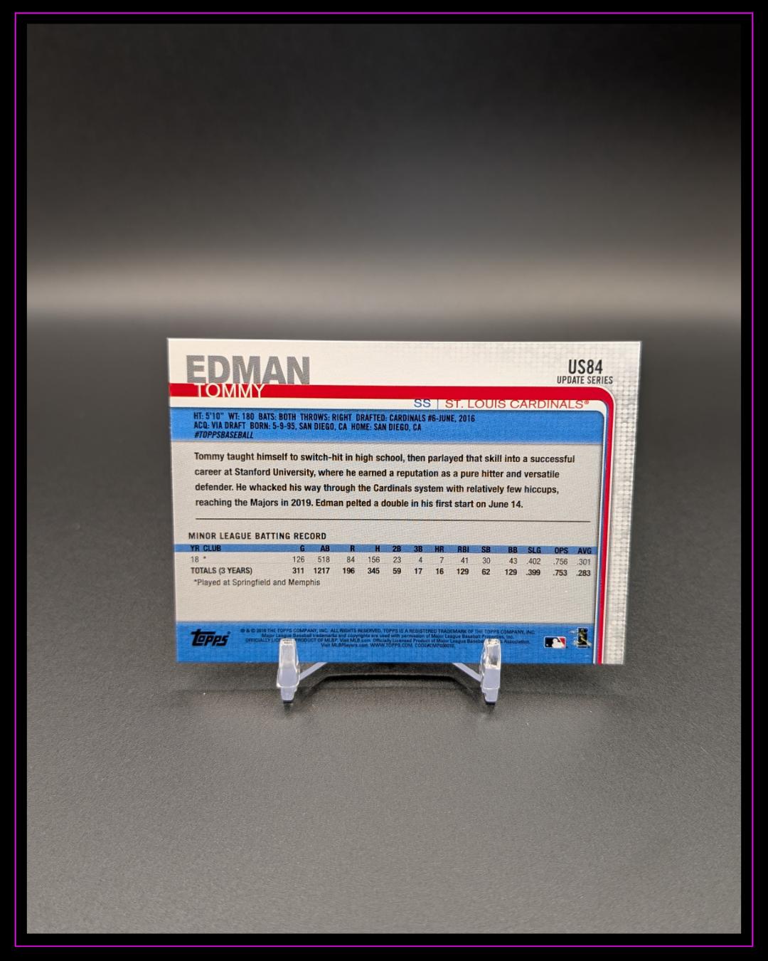 2019 Topps Update #US84 Tommy Edman RC