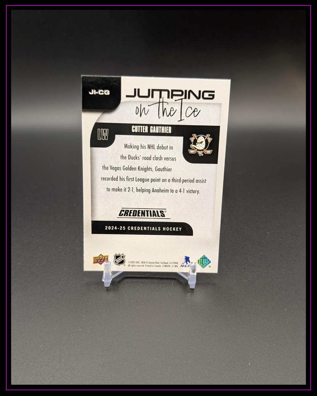 2024-25 Upper Deck Credentials #JI-CG Cutter Gauthier Jumping on the Ice