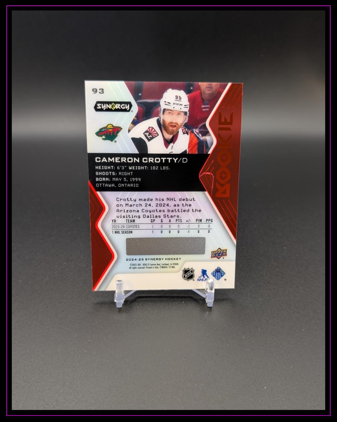 2024-25 Upper Deck Synergy #93 Cameron Crotty Red Codes