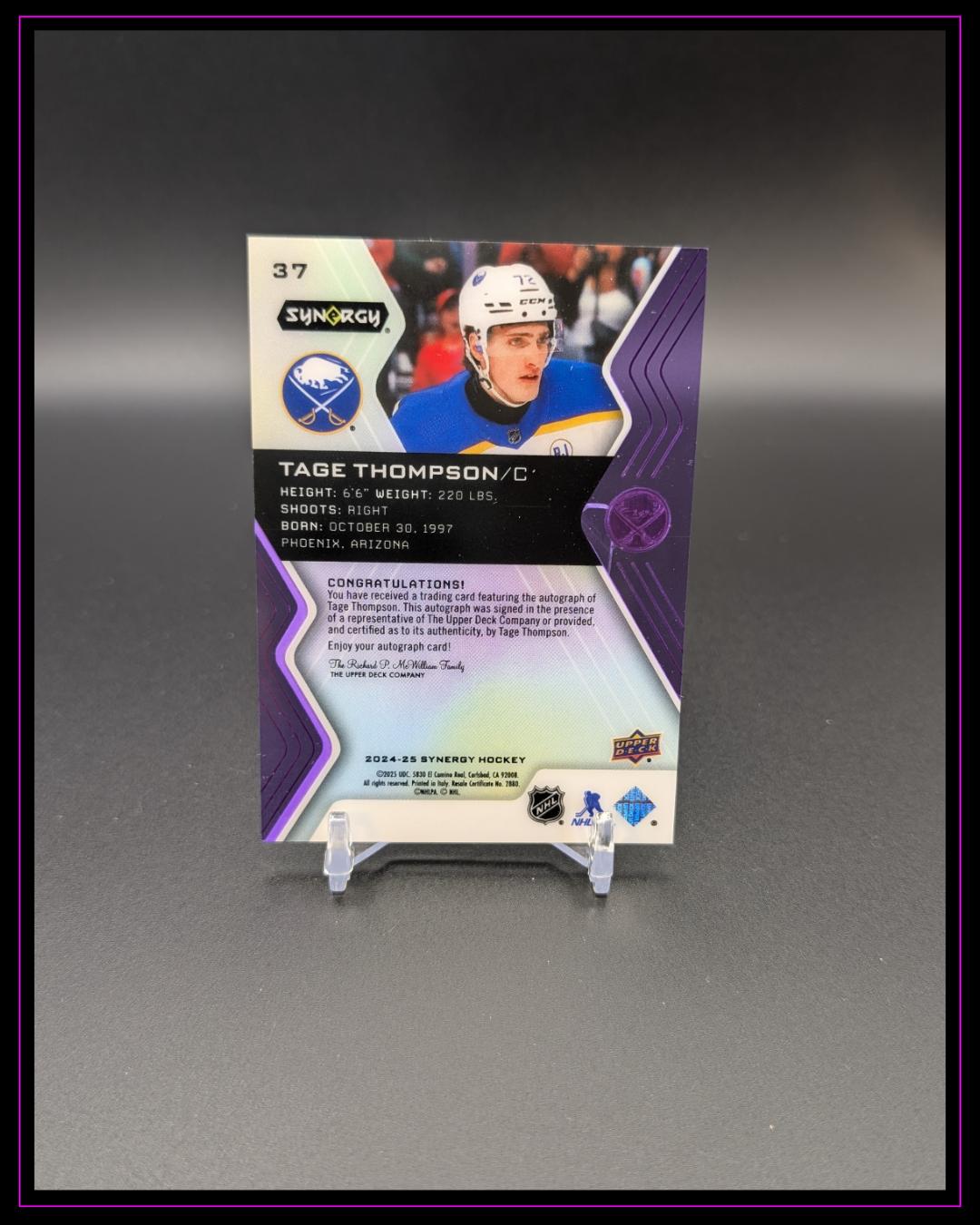 2024-25 Upper Deck Synergy #37 Tage Thompson Purple /35