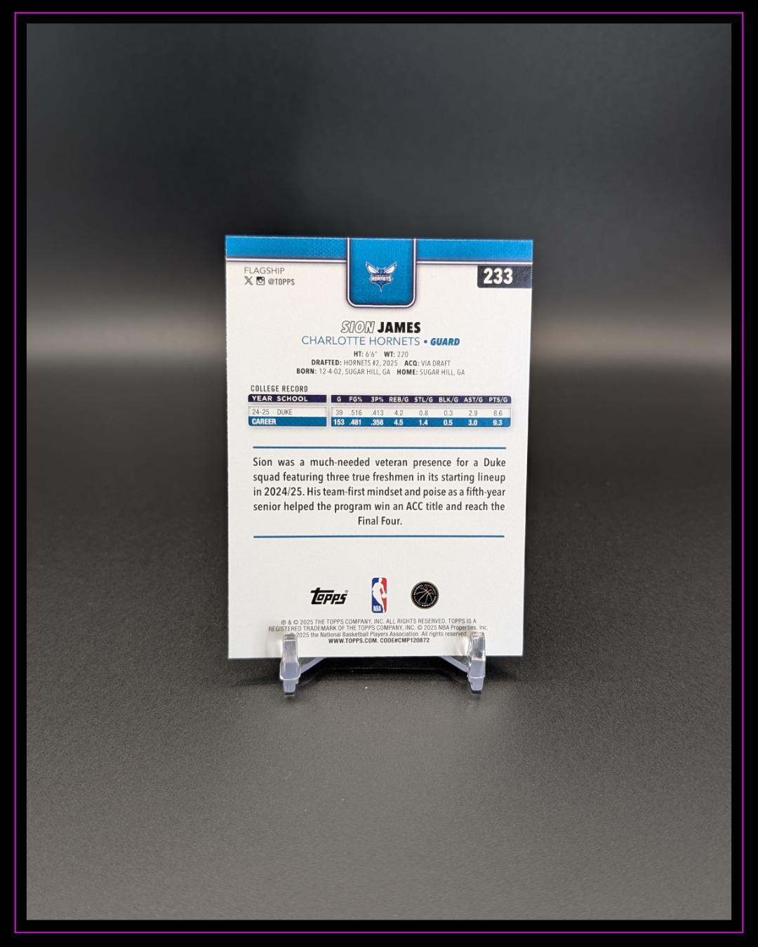 2025-26 Topps NBA #233 Sion James RC