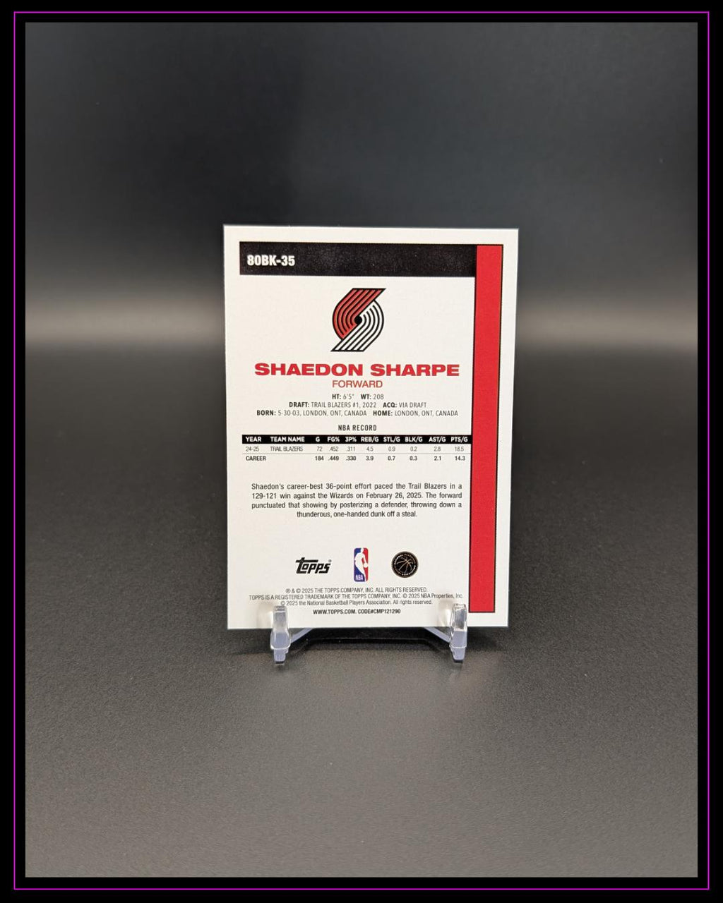 2025-26 Topps NBA #80BK-35 Shaedon Sharpe 1980-81 Topps Basketball