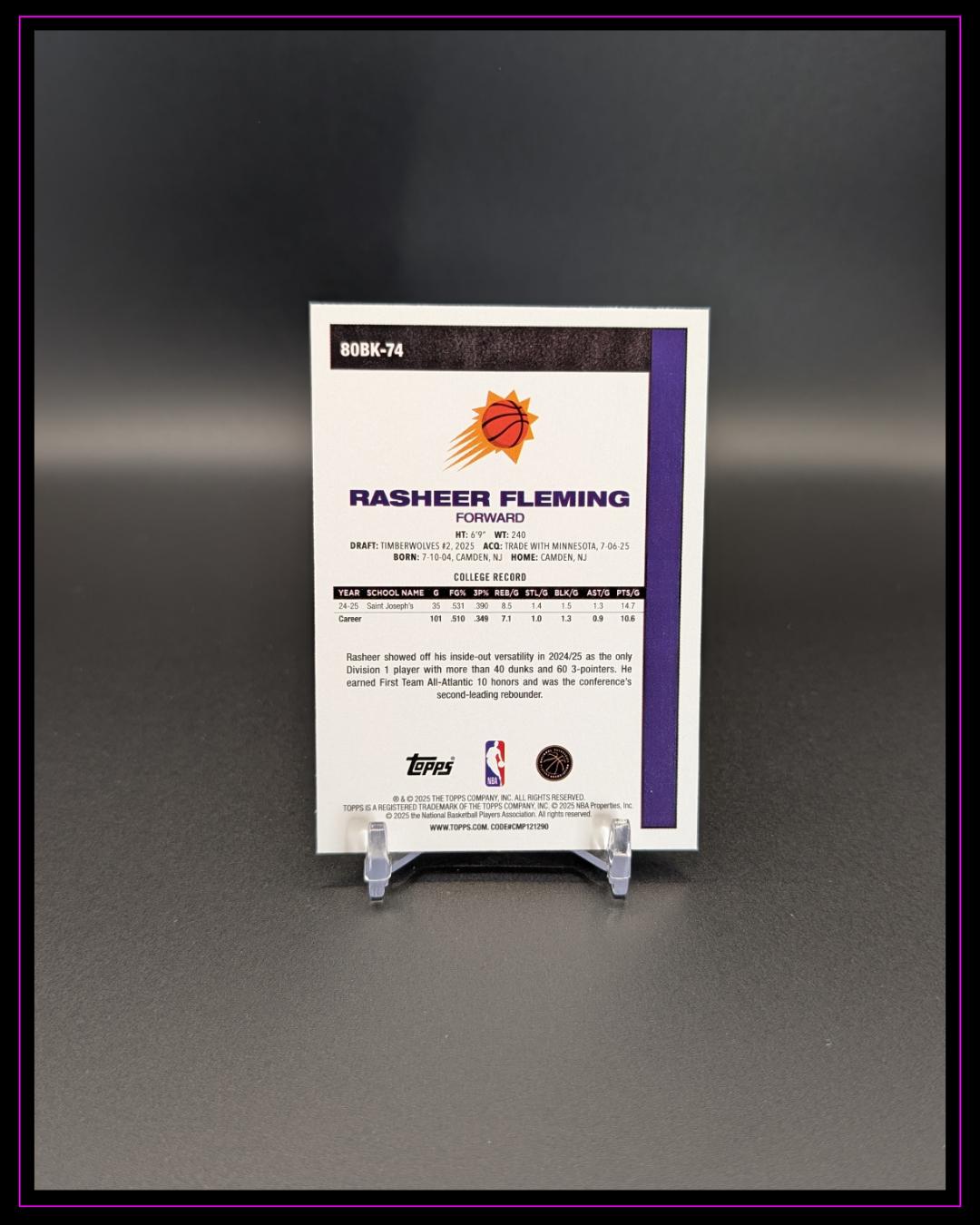 2025-26 Topps NBA #80BK-74 Rasheer Fleming 1980-81 Topps Basketball