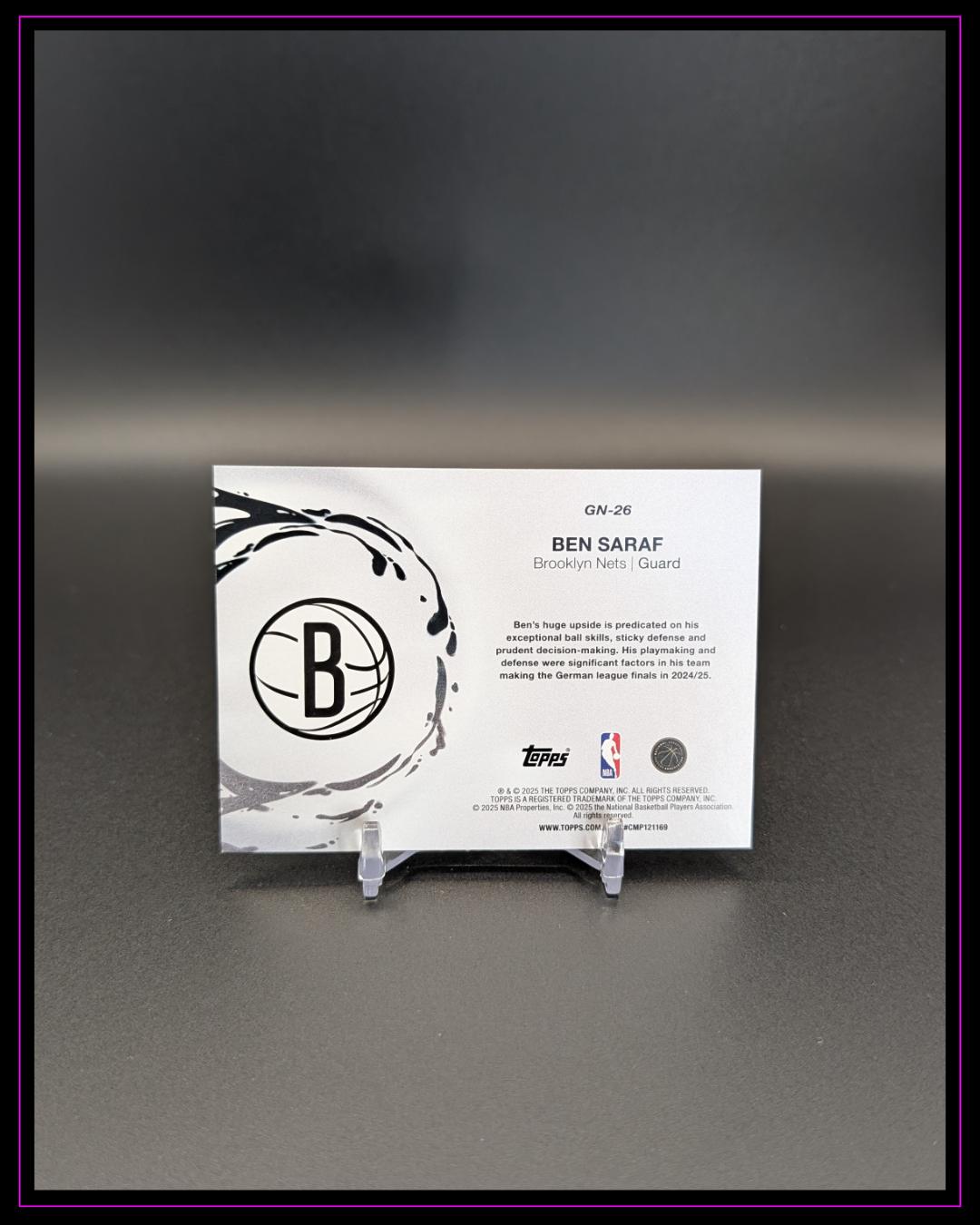 2025-26 Topps NBA #GN-26 Ben Saraf Generation Now RC