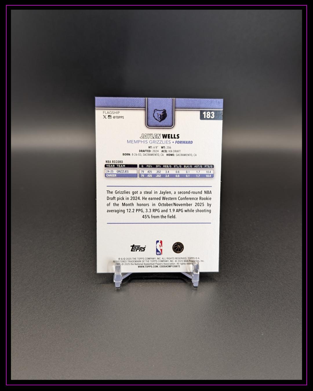 2025-26 Topps NBA #183 Jaylen Wells All Rookie Team