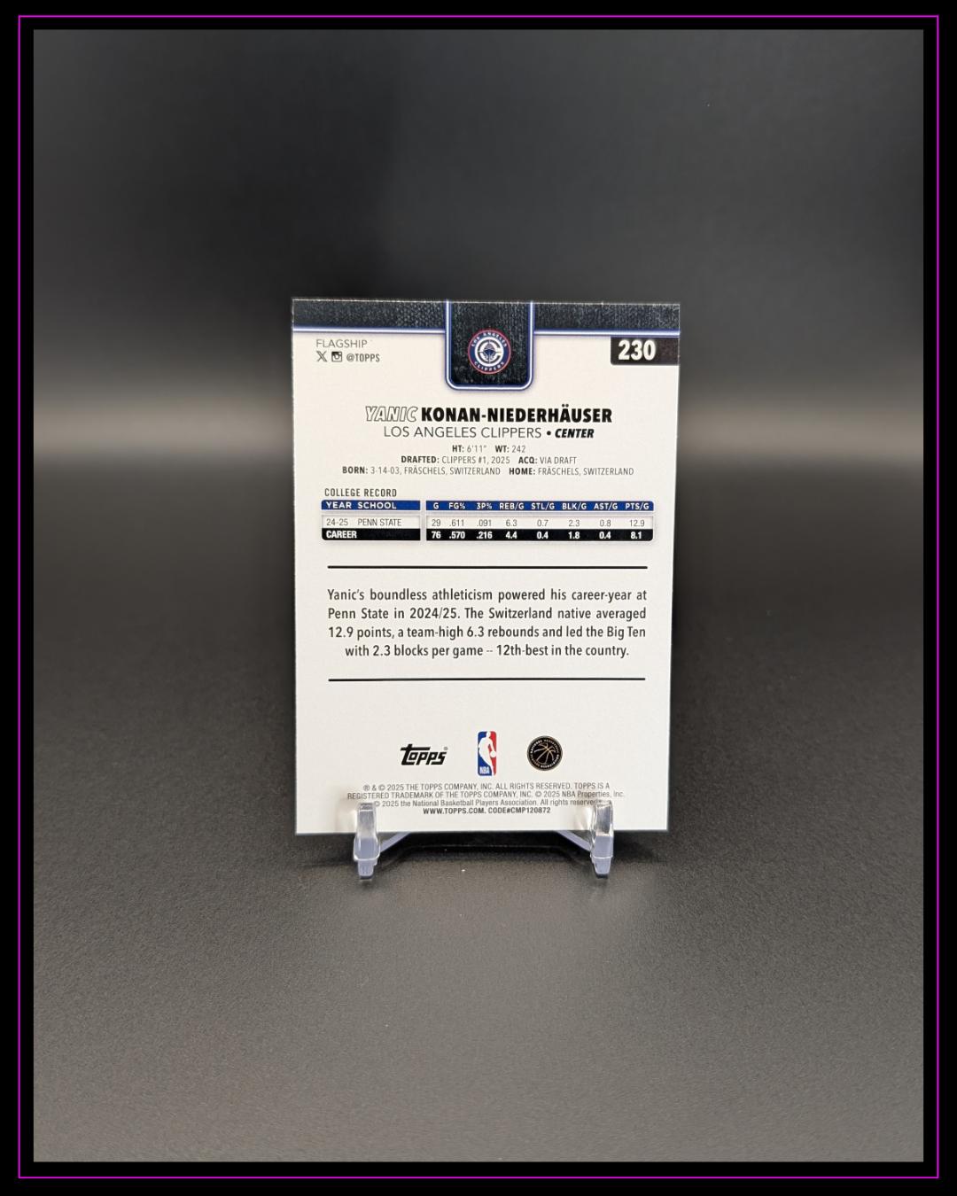 2025-26 Topps NBA #230 Yanic Konan-Niederhäuser RC