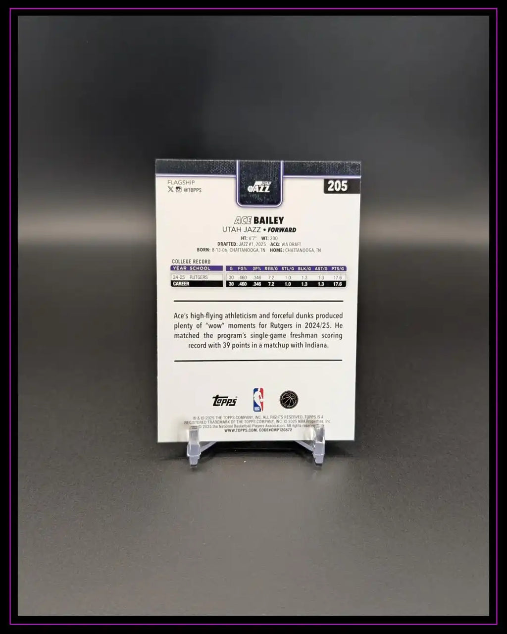 2025-26 Topps NBA #205 Ace Bailey RC