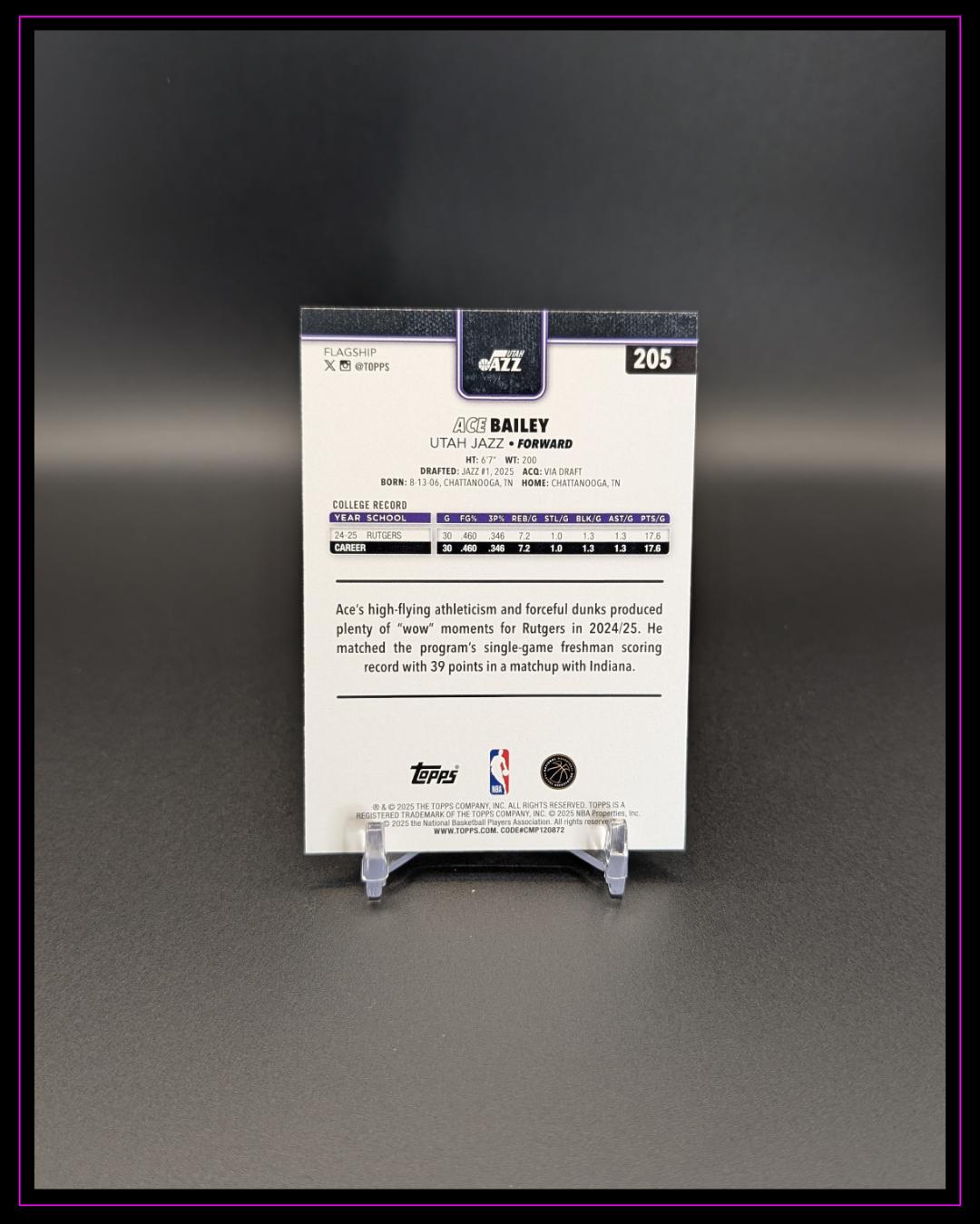 2025-26 Topps NBA #205 Ace Bailey RC