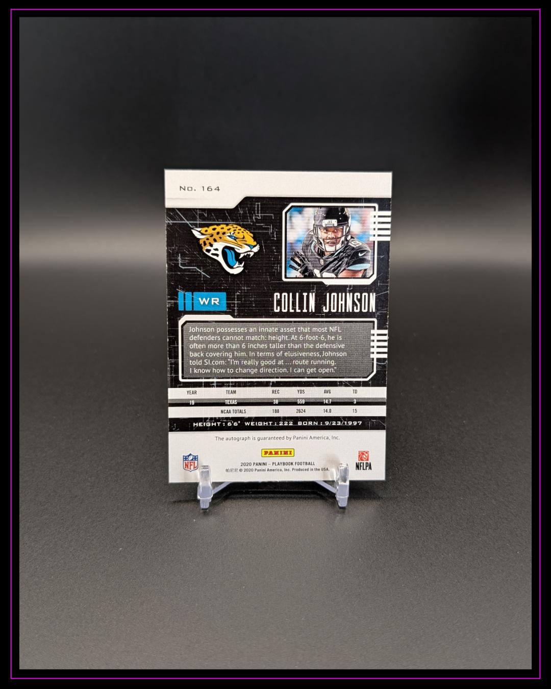 2020 Panini Playbook #164 Collin Johnson Rookies Signatures