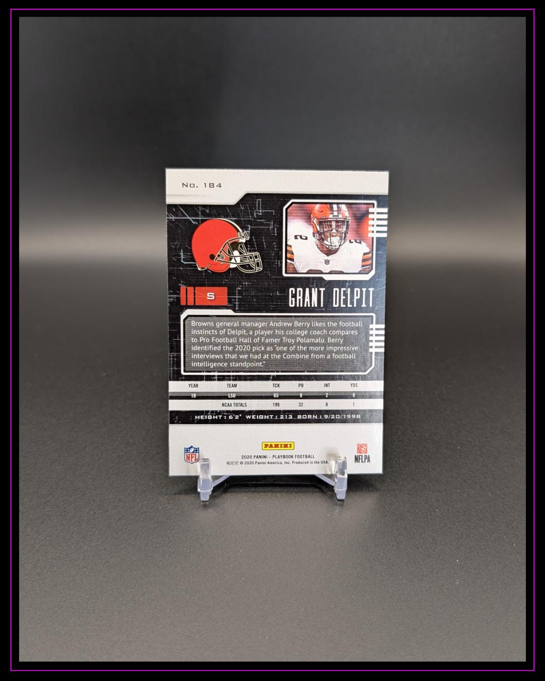 2020 Panini Playbook #184 Grant Delpit RC