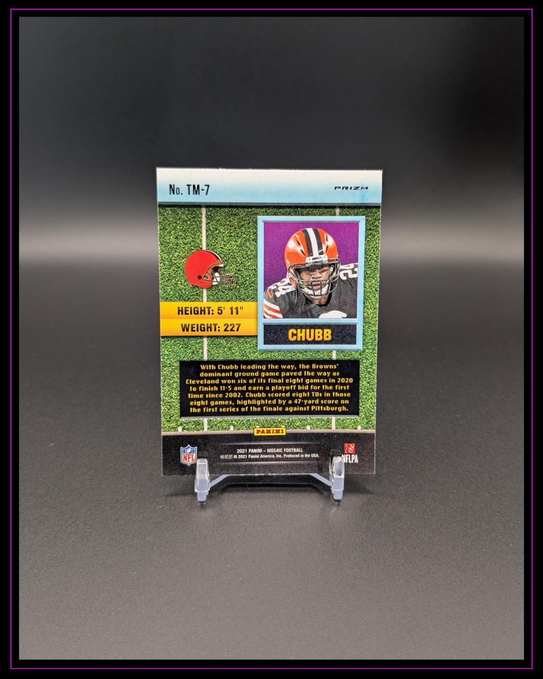 2021 Panini Mosaic #TM-7 Nick Chubb Touchdown Masters Mosaic Green