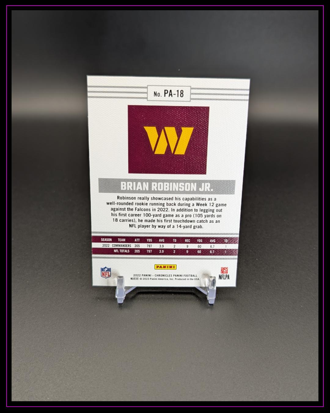 2022 Panini Chronicles #PA-18 Brian Robinson Jr. Panini