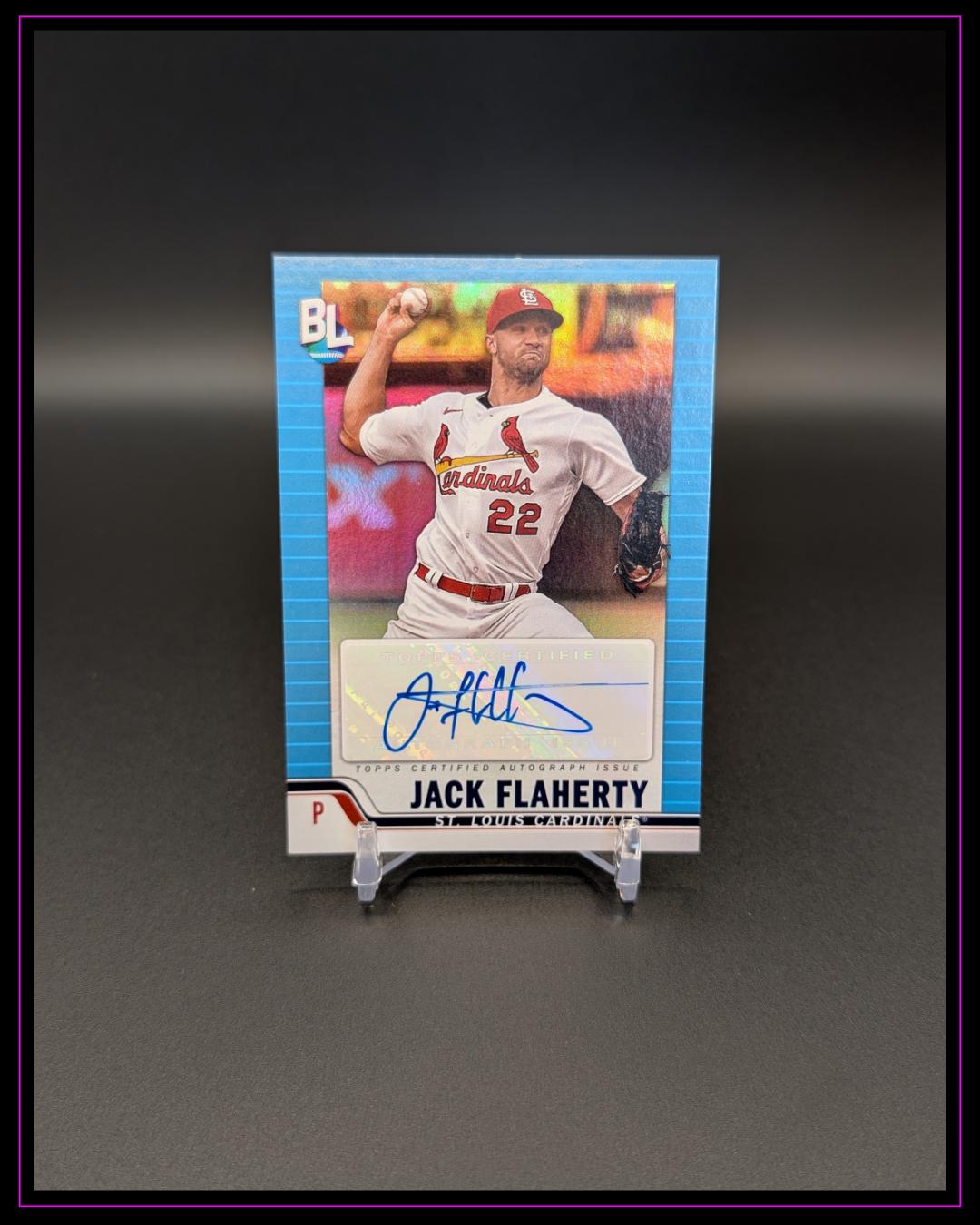 2023 Topps Big League #BLA-JFL Jack Flaherty Big League Blue Foil Autographs