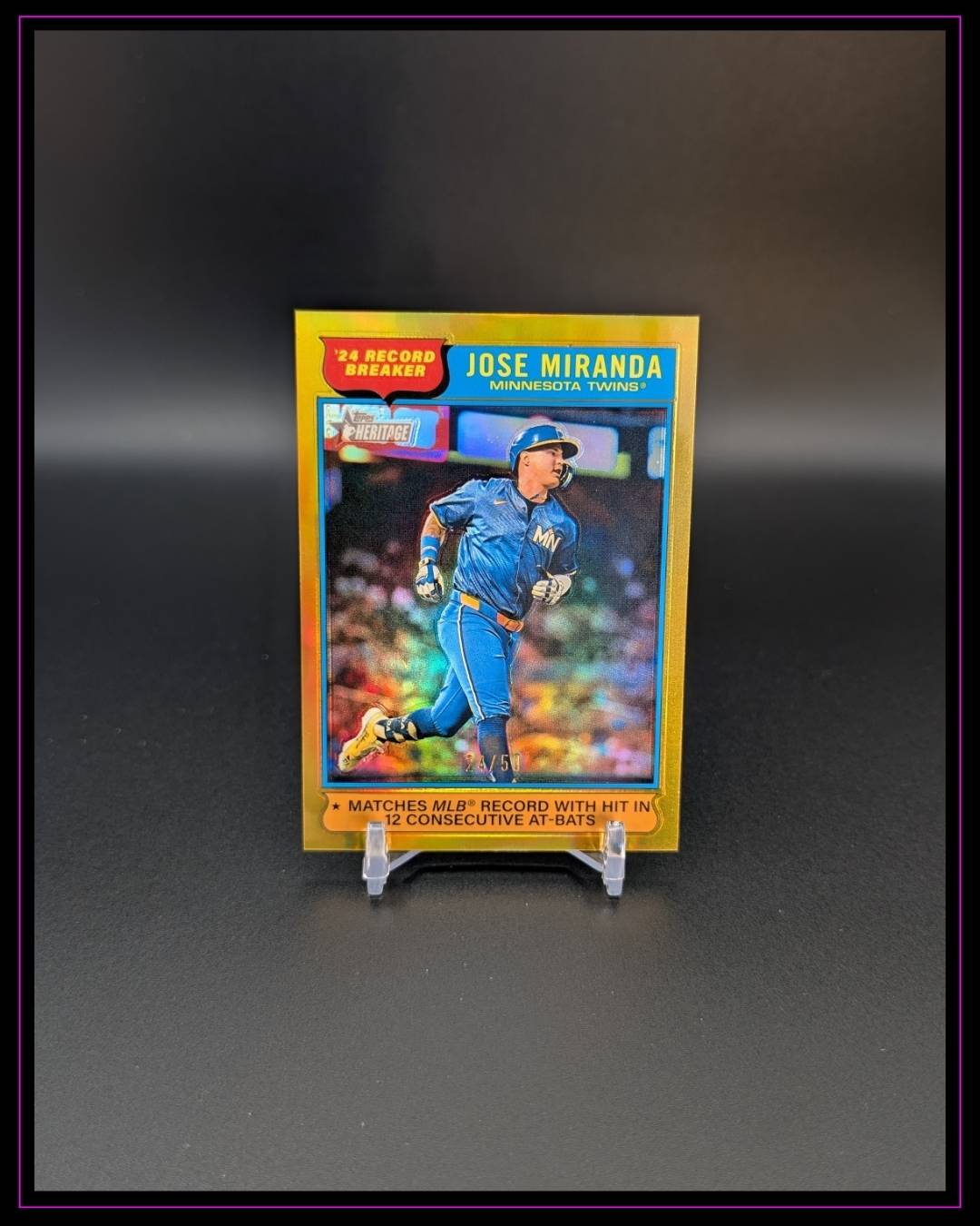 2025 Topps Heritage #4 Jose Miranda Chrome Gold Refractor /50