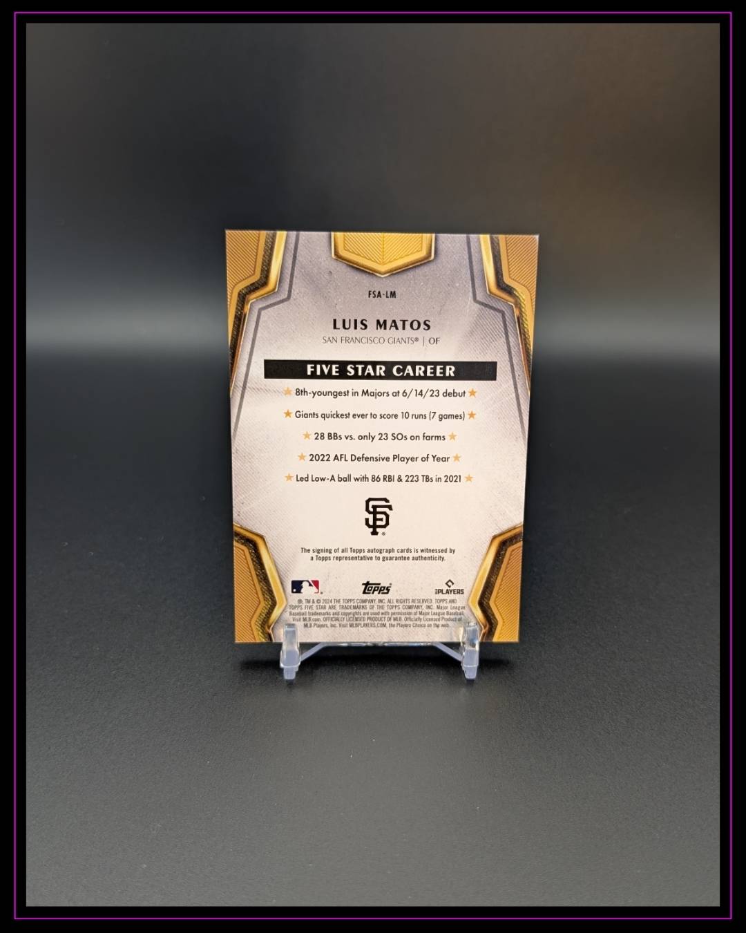 2024 Topps Five Star #FSA-LM Luis Matos RC Auto