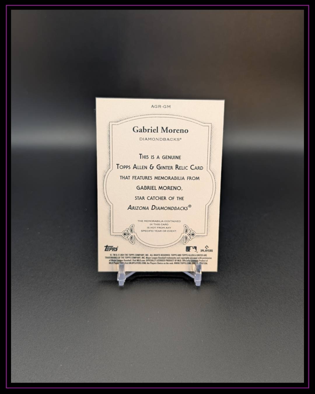 2024 Topps Allen & Ginter #AGR-GM Gabriel Moreno Full-Size Relics A