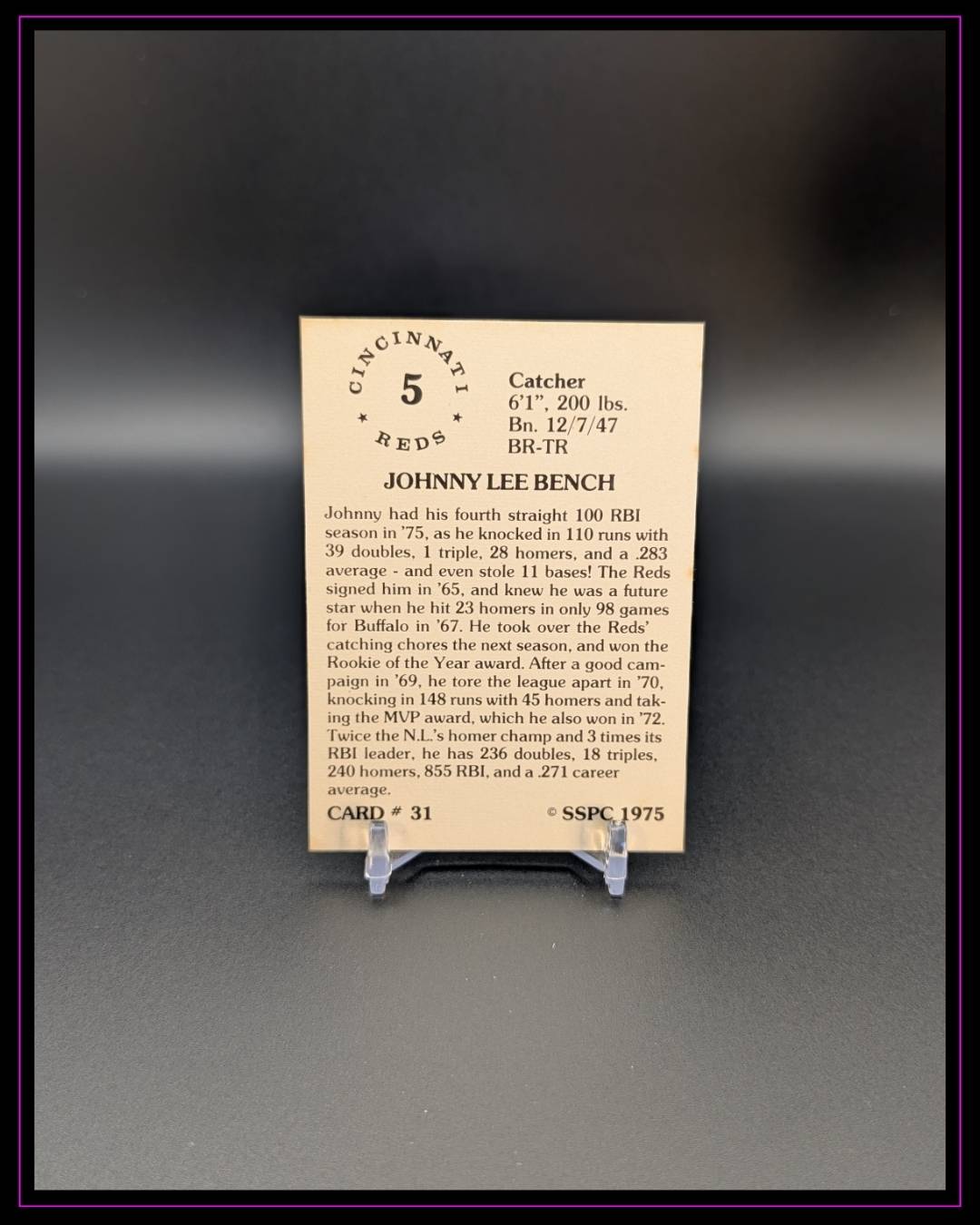 1976 SSPC #31 Johnny Bench