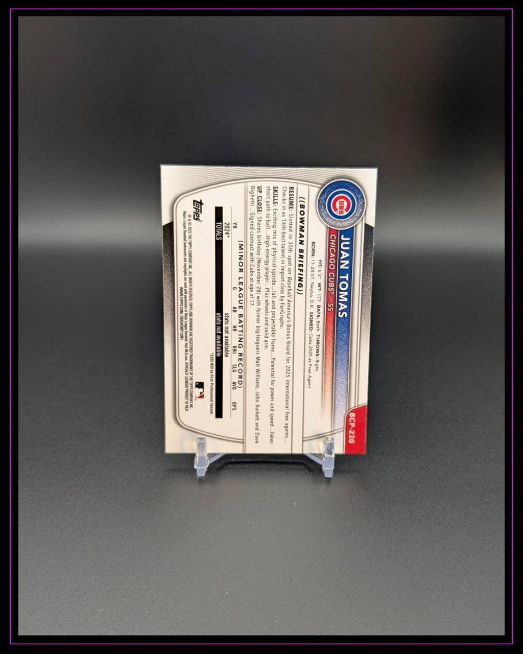 2025 Bowman Chrome #BCP-230 Juan Tomas Prospects