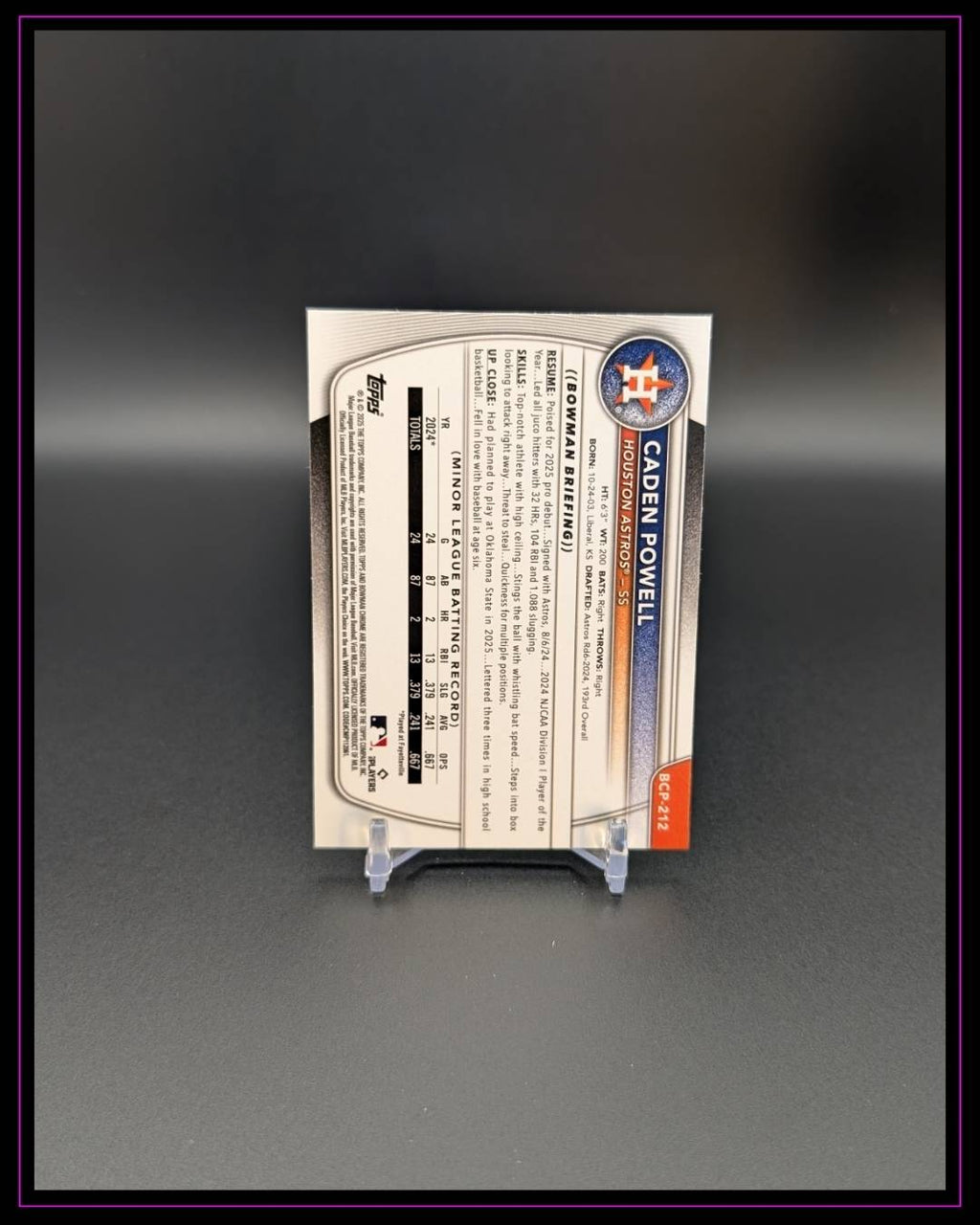 2025 Bowman Chrome #BCP-212 Caden Powell Prospects
